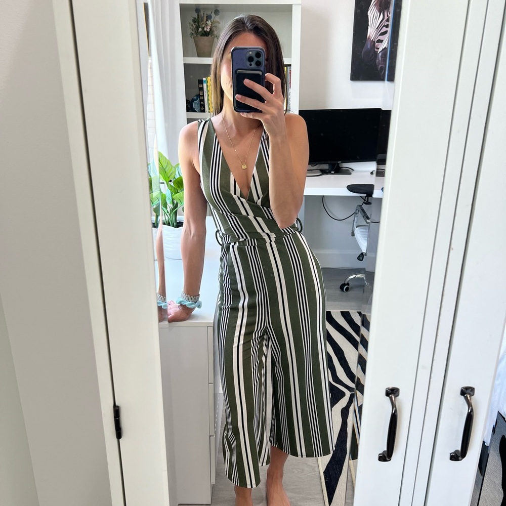 Papaya Olive Cropped Jumpsuit